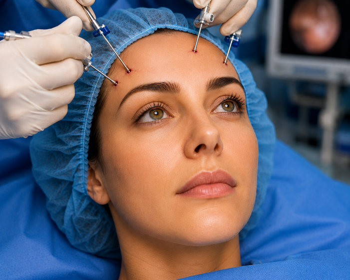 Surgeon consulting a patient about Endoscopic Brow Lift